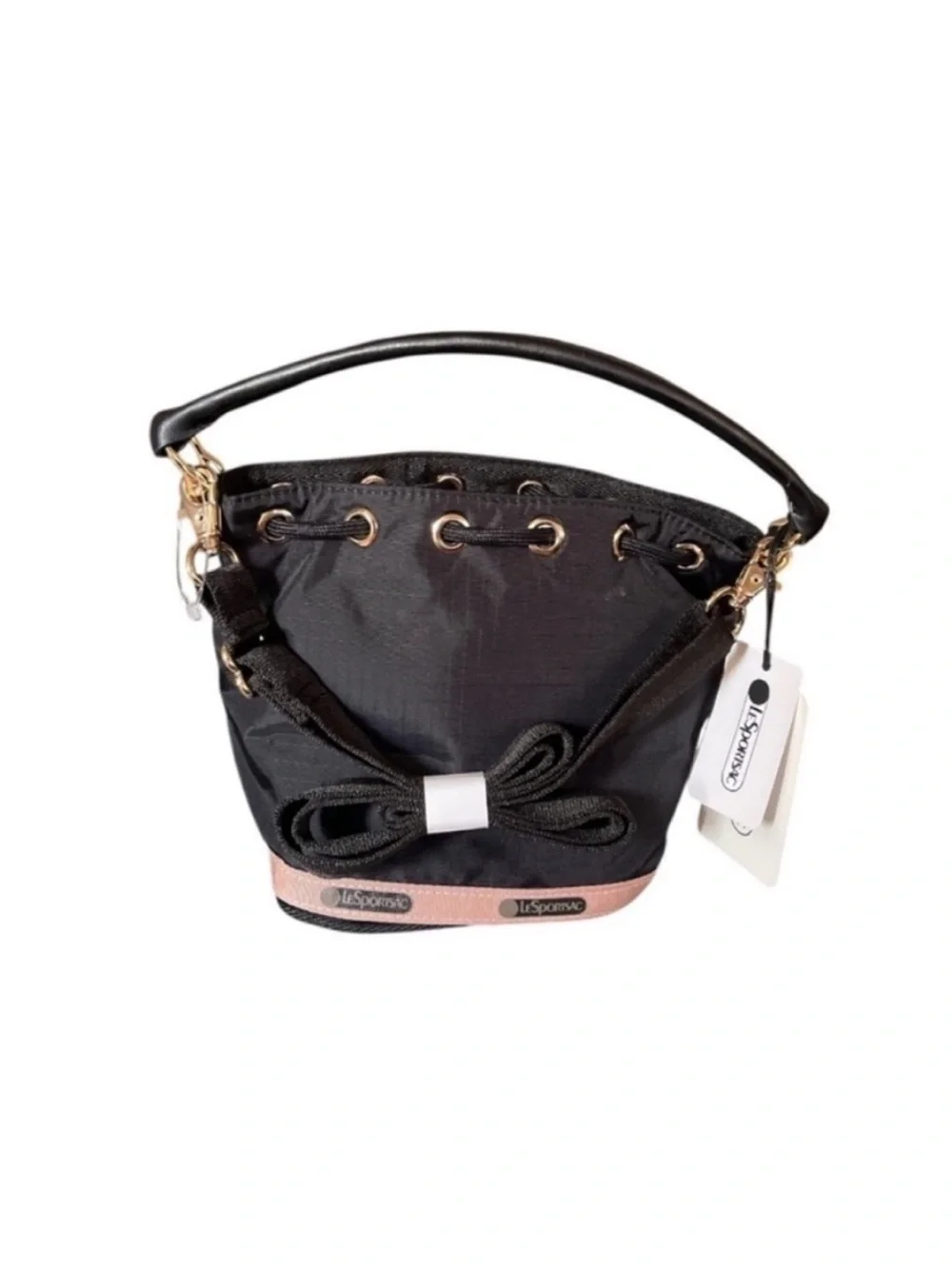 LeSportsac Atelier SMALL DRAWSTRING BAG Black and Pink Bag